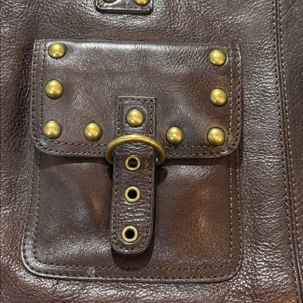 Kate Landry dark brown pebbled leather satchel purse - Picture 2 of 16